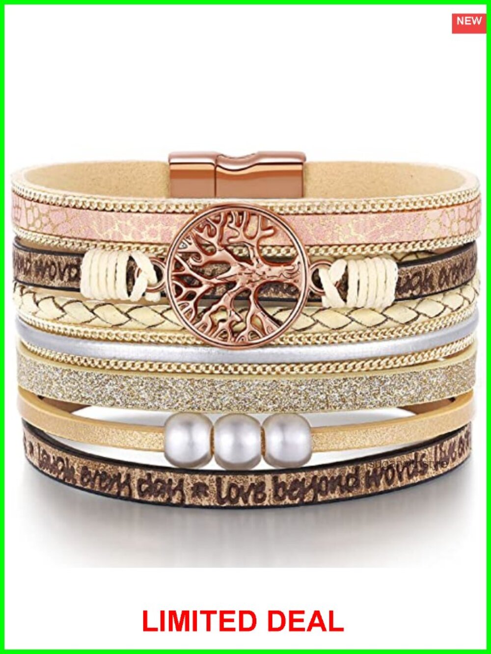 Leather Wrap Bracelet Hidden Inspirational Message Women
